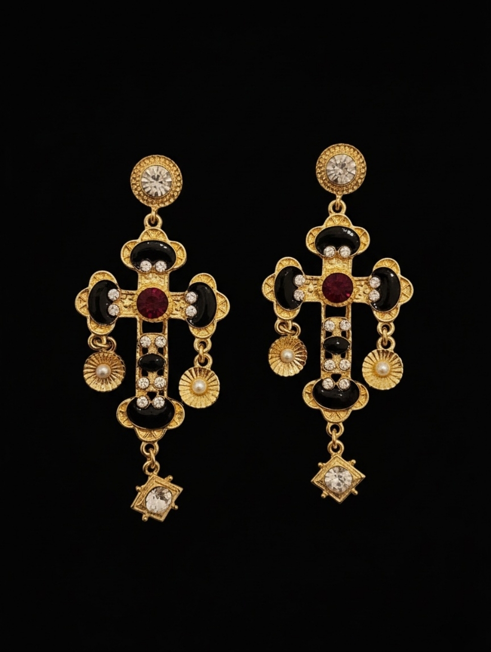 NWOT Gothic Baroque Cross Earrings